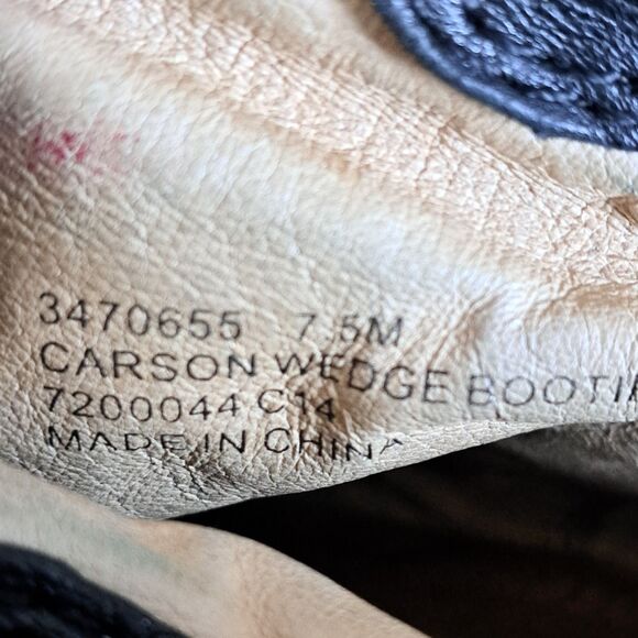 FRYE Carson Women's 7.5 Leather Hidden Wedge Ankle Booties Black Comfort Boots - Picture 7 of 15